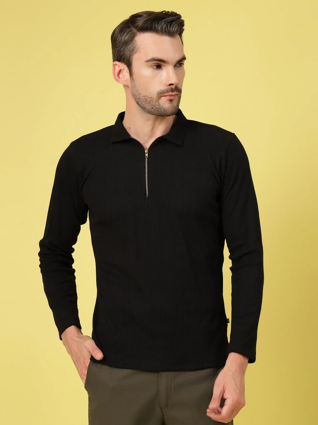 Modern Fit Polo Zipper T-Shirt