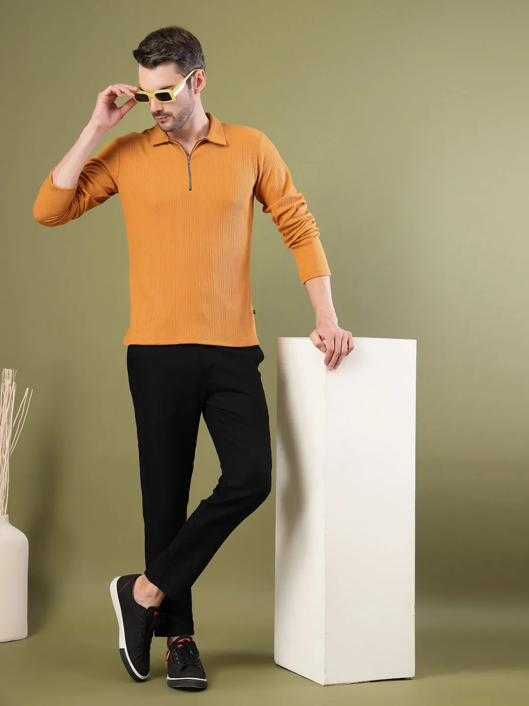 Modern Fit Polo Zipper T-Shirt