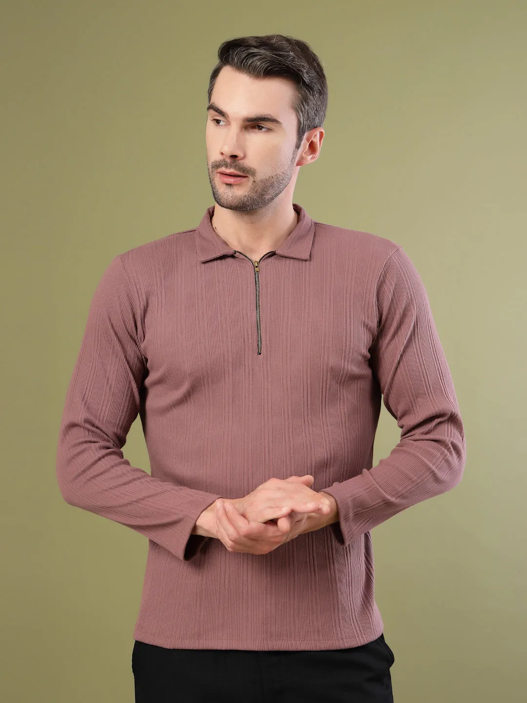 Modern Fit Polo Zipper T-Shirt