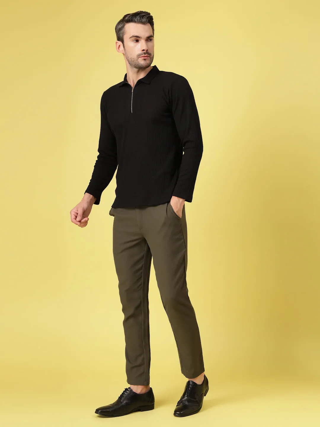 Modern Fit Polo Zipper T-Shirt