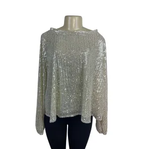 Muche and Muchette Silver Sequin Top With Keyhole Back One Size - New