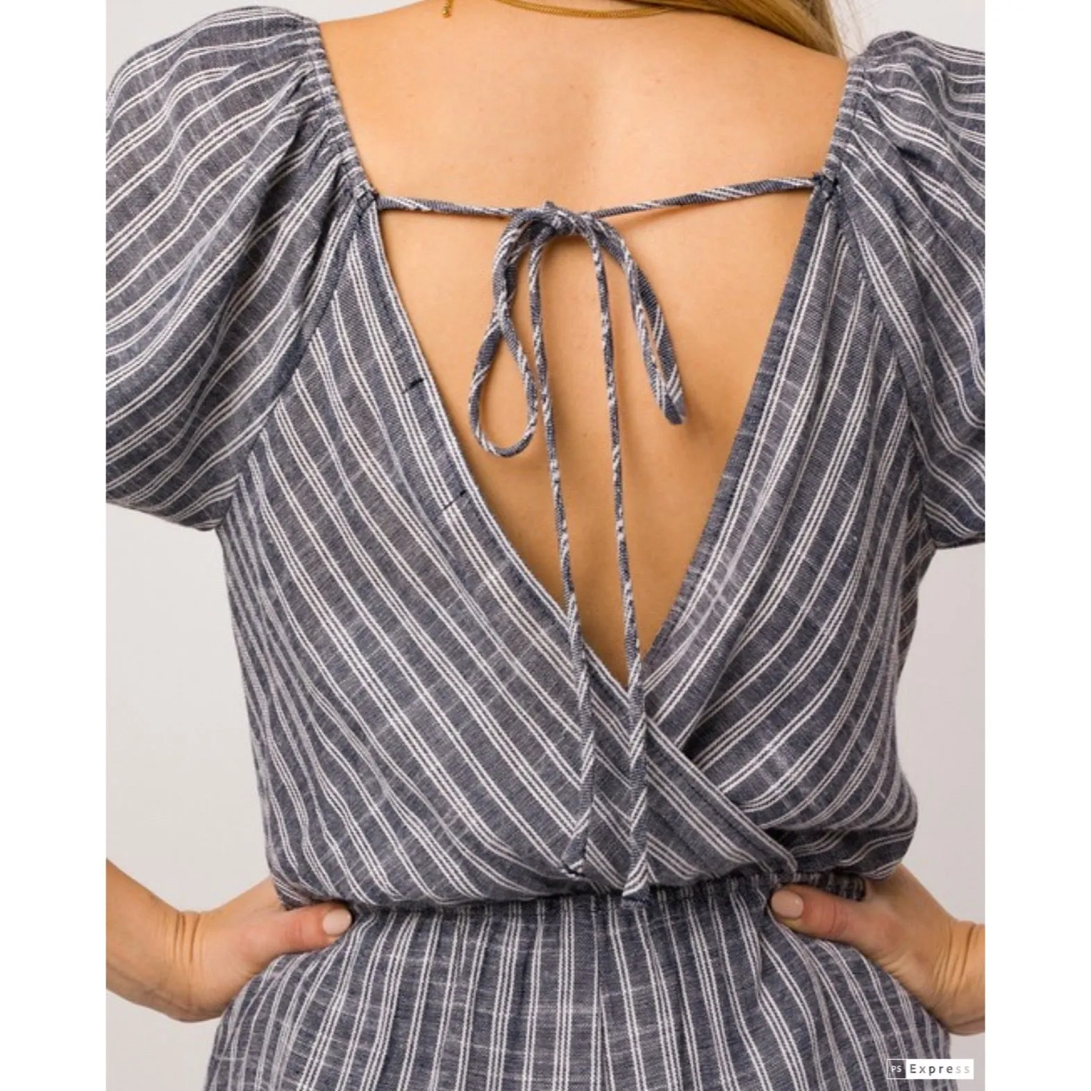 Navy & White Stripe Romper