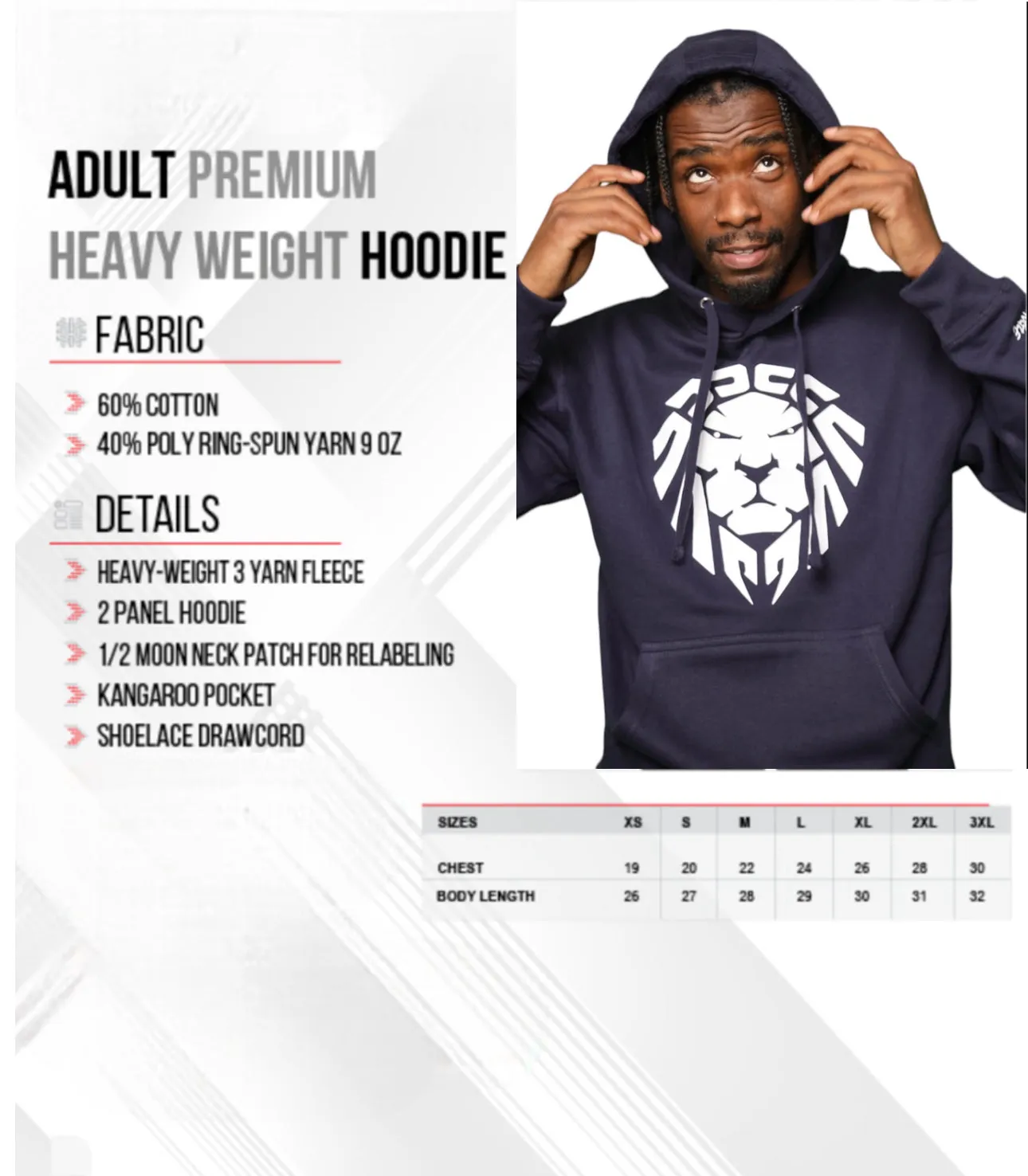 NAVY/WHITE LION HOODIE