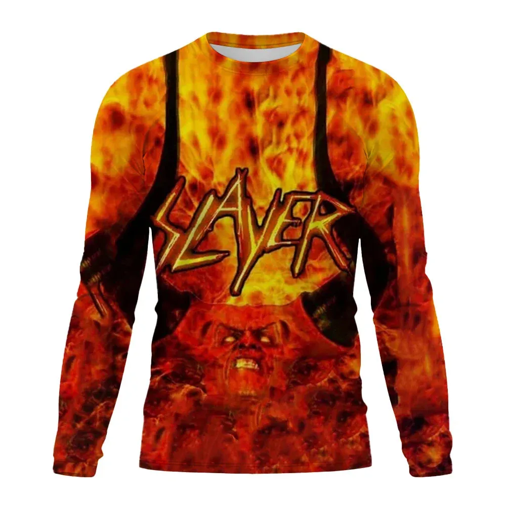 New Men's Long sleeved Tshirt Men O Neck terror Skull 3D Printed Street Trend Harajuku Style Hip Hop Clothing Sweatshirt Tops