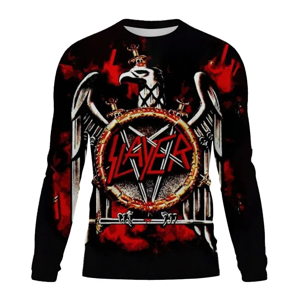 New Men's Long sleeved Tshirt Men O Neck terror Skull 3D Printed Street Trend Harajuku Style Hip Hop Clothing Sweatshirt Tops