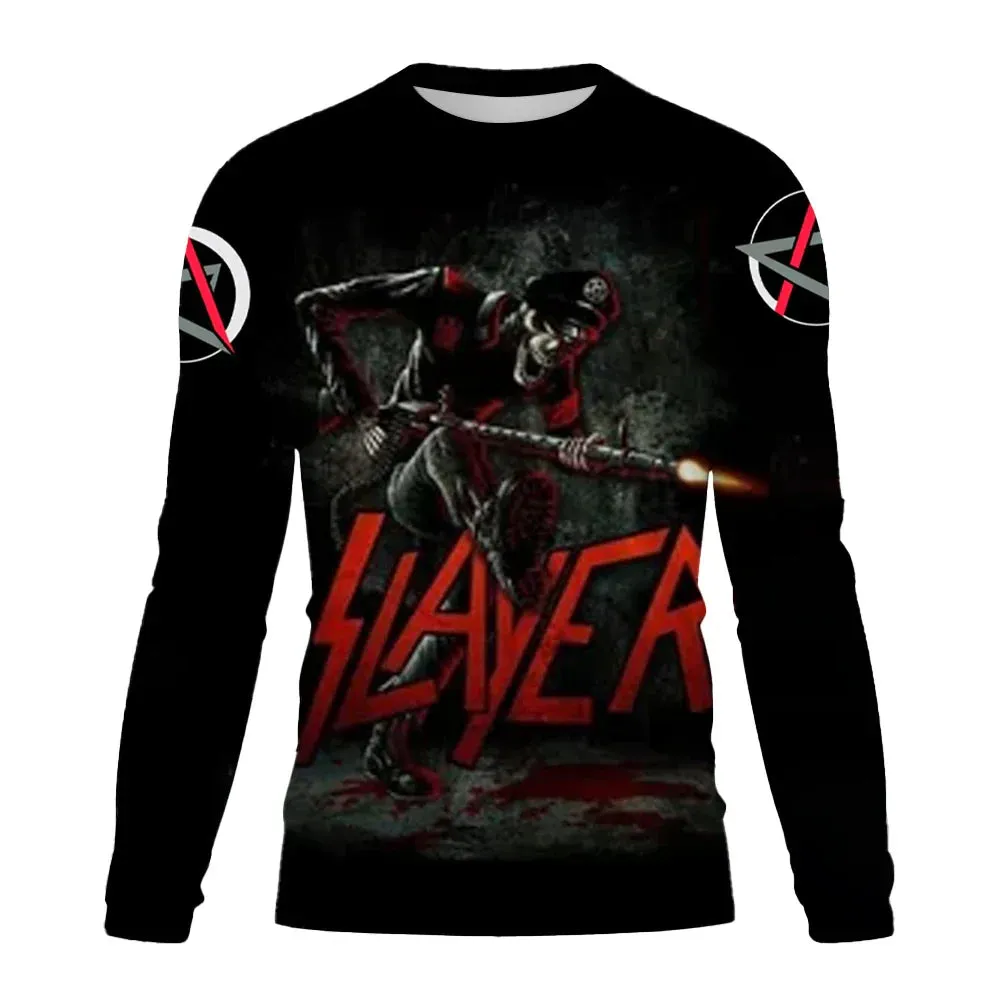 New Men's Long sleeved Tshirt Men O Neck terror Skull 3D Printed Street Trend Harajuku Style Hip Hop Clothing Sweatshirt Tops