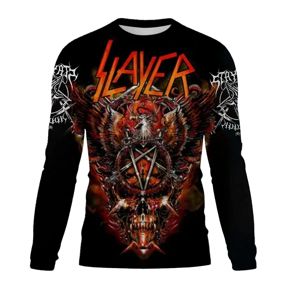 New Men's Long sleeved Tshirt Men O Neck terror Skull 3D Printed Street Trend Harajuku Style Hip Hop Clothing Sweatshirt Tops