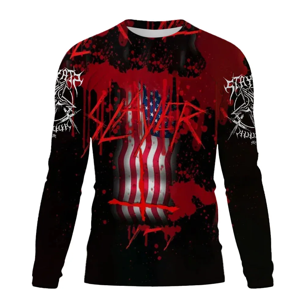 New Men's Long sleeved Tshirt Men O Neck terror Skull 3D Printed Street Trend Harajuku Style Hip Hop Clothing Sweatshirt Tops