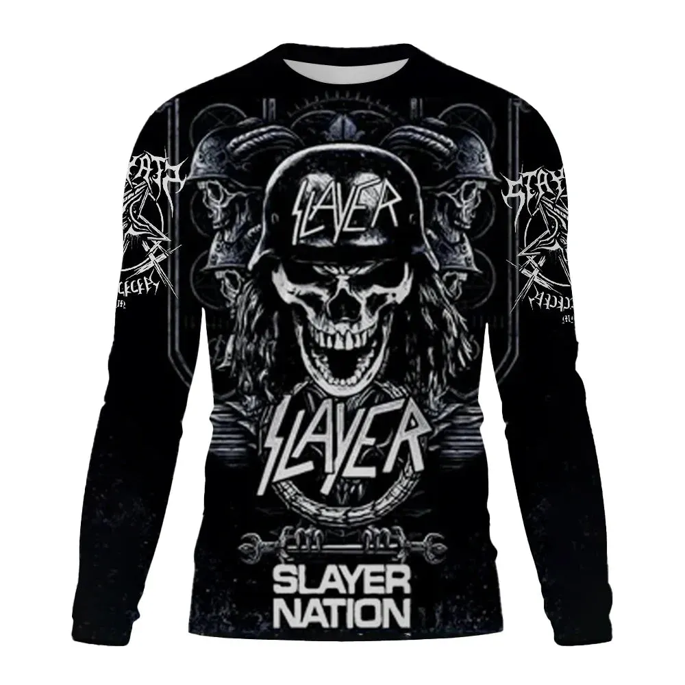 New Men's Long sleeved Tshirt Men O Neck terror Skull 3D Printed Street Trend Harajuku Style Hip Hop Clothing Sweatshirt Tops
