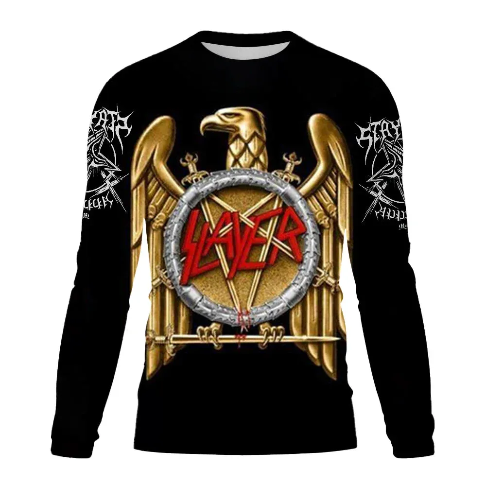New Men's Long sleeved Tshirt Men O Neck terror Skull 3D Printed Street Trend Harajuku Style Hip Hop Clothing Sweatshirt Tops