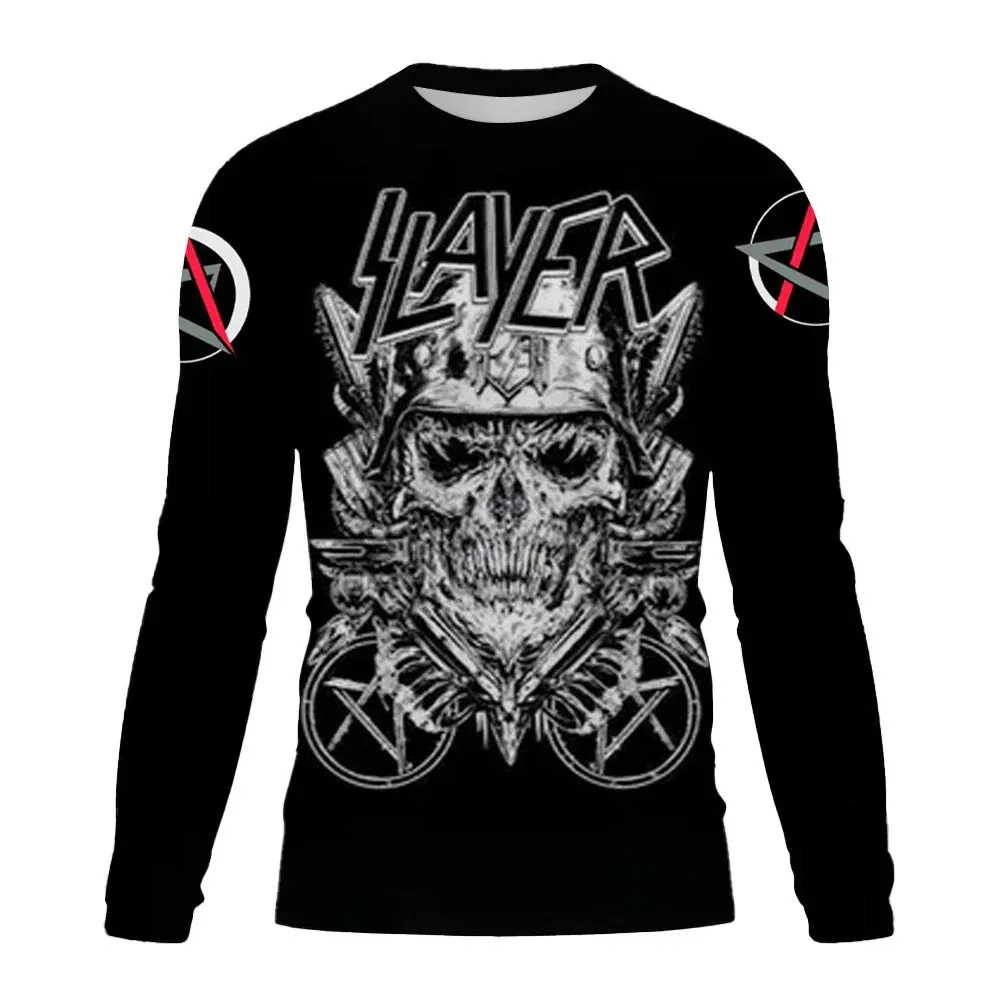 New Men's Long sleeved Tshirt Men O Neck terror Skull 3D Printed Street Trend Harajuku Style Hip Hop Clothing Sweatshirt Tops