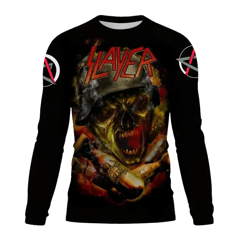 New Men's Long sleeved Tshirt Men O Neck terror Skull 3D Printed Street Trend Harajuku Style Hip Hop Clothing Sweatshirt Tops