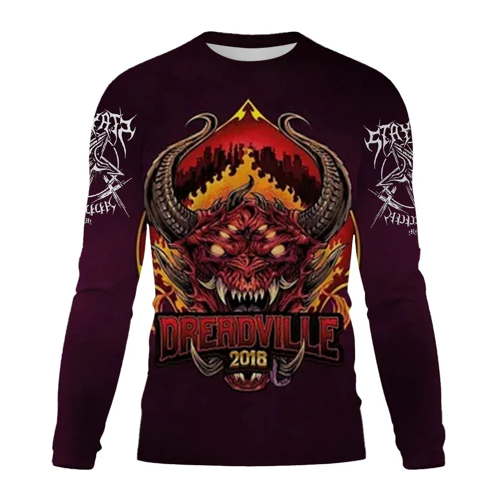 New Men's Long sleeved Tshirt Men O Neck terror Skull 3D Printed Street Trend Harajuku Style Hip Hop Clothing Sweatshirt Tops