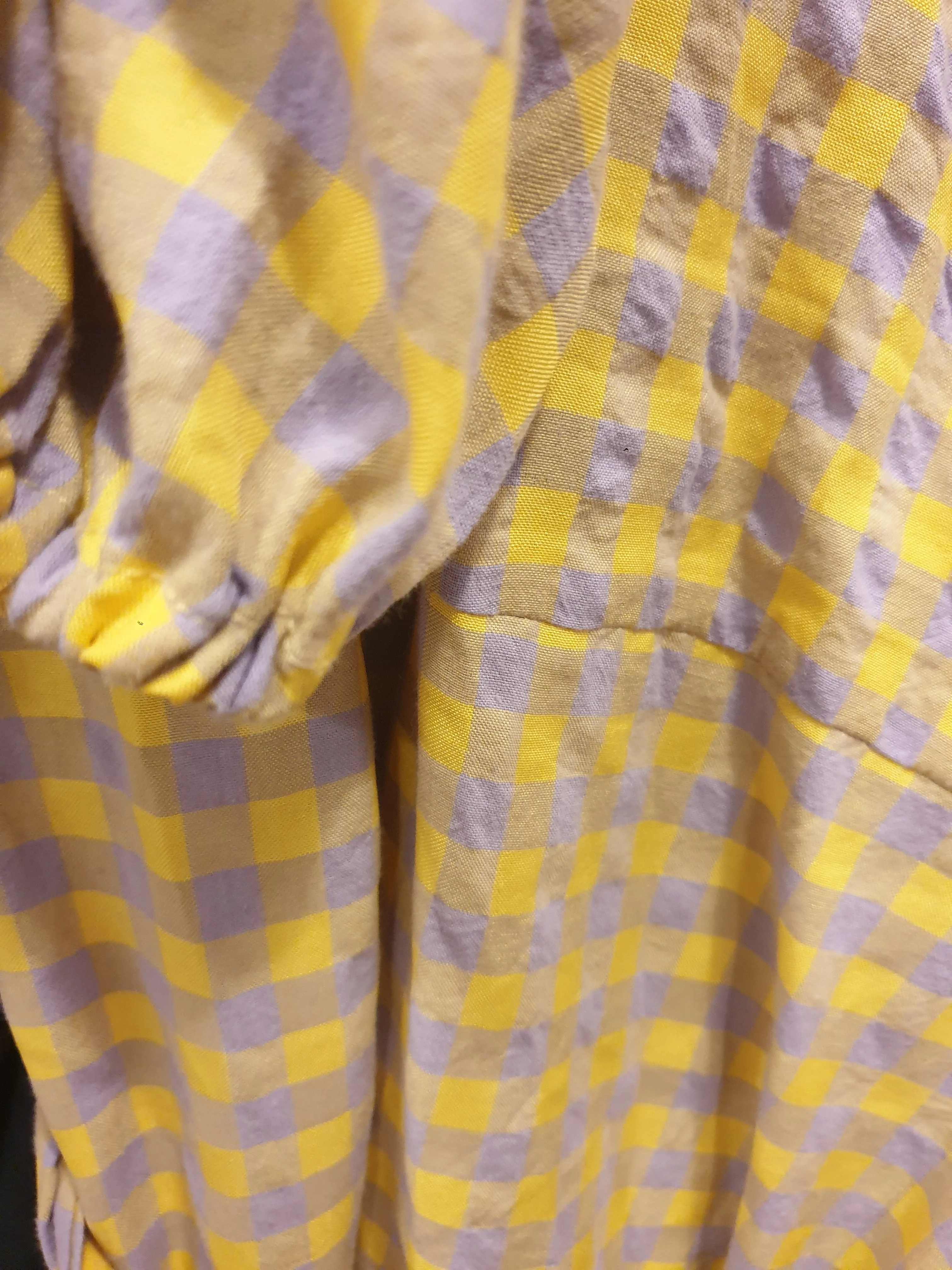 Obus yellow and purple gingham wrap dress size 3 / AU 12