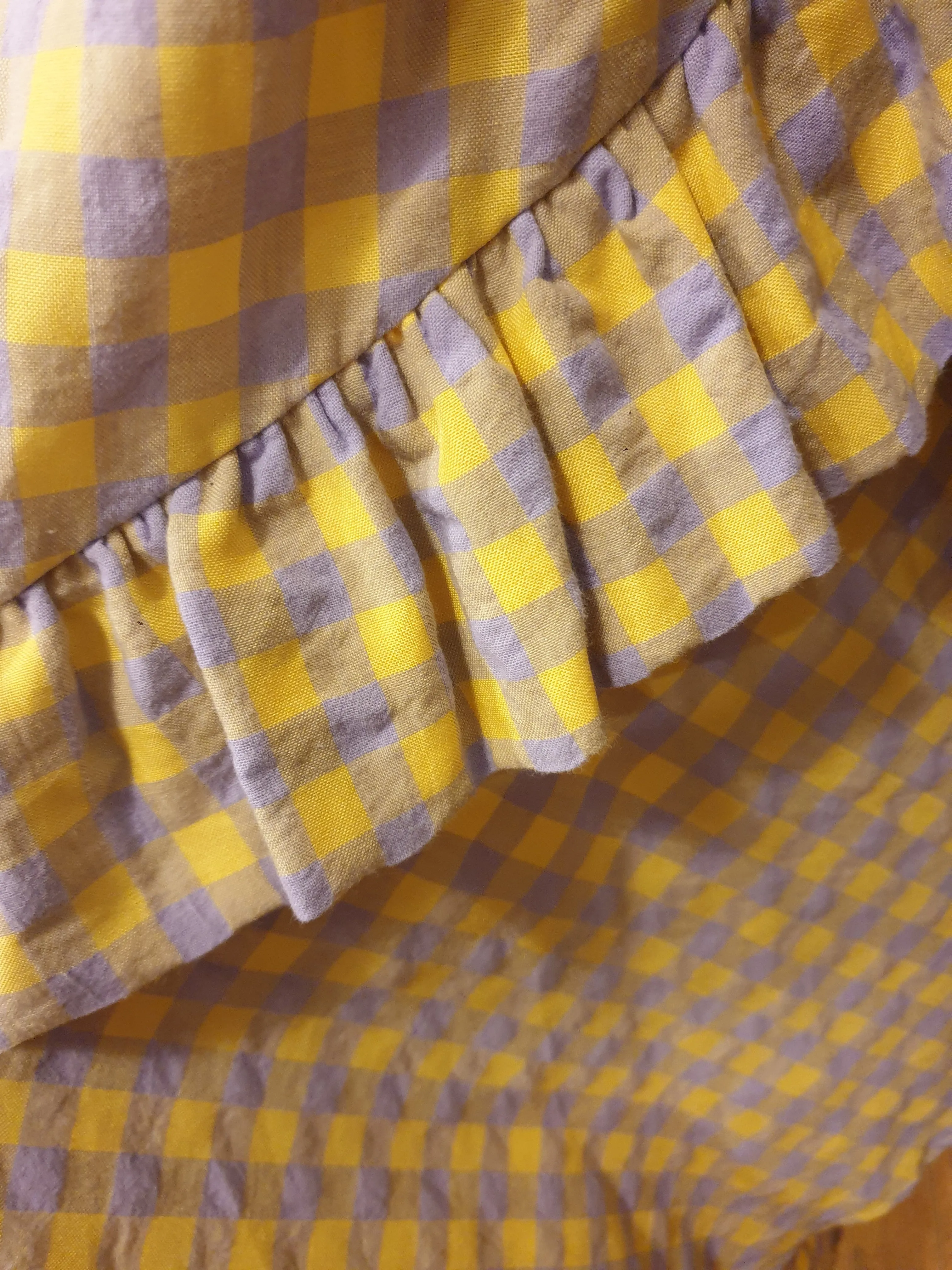 Obus yellow and purple gingham wrap dress size 3 / AU 12