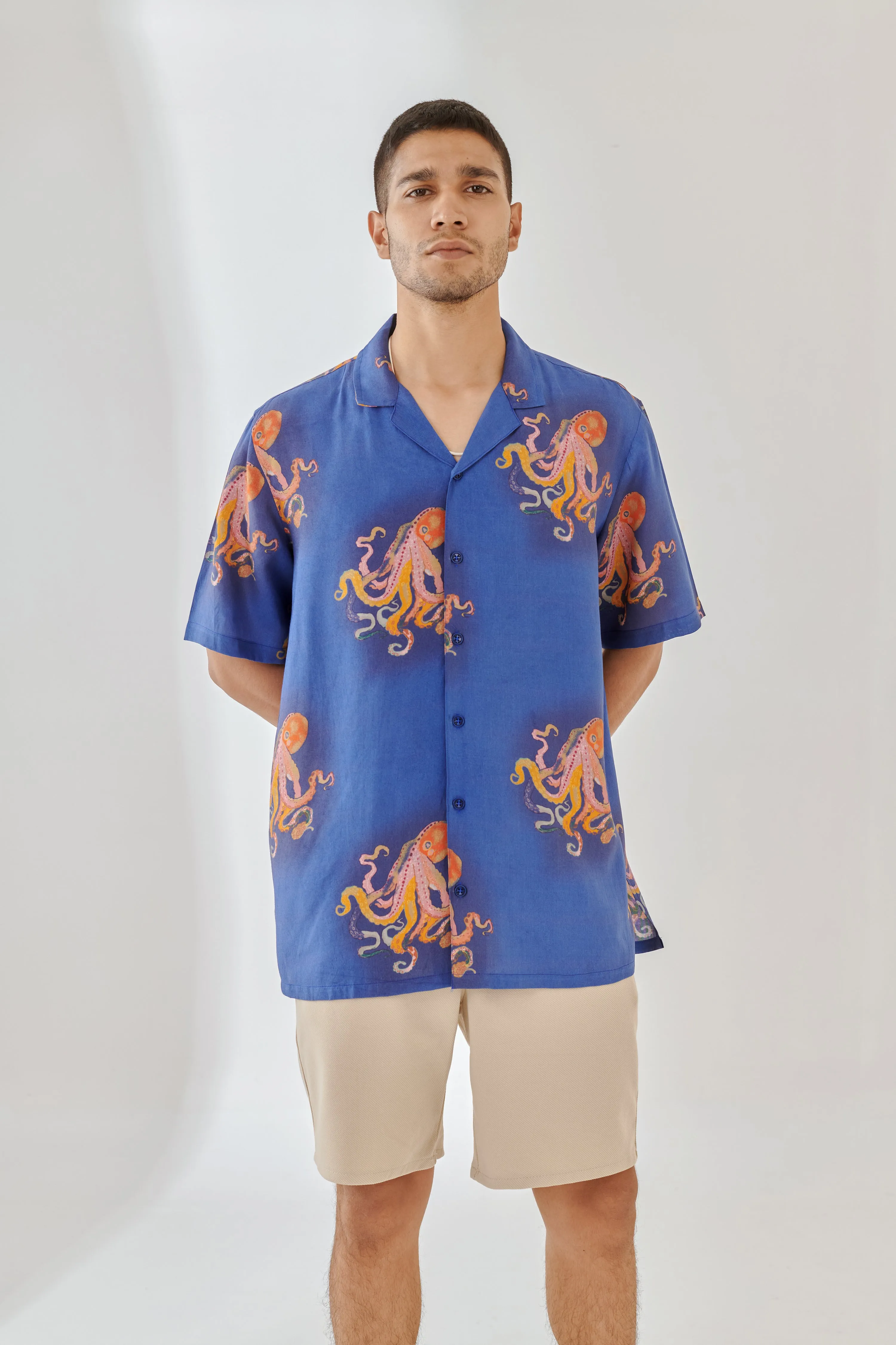 Octopus Vulgaris Blue Oversize Shirt