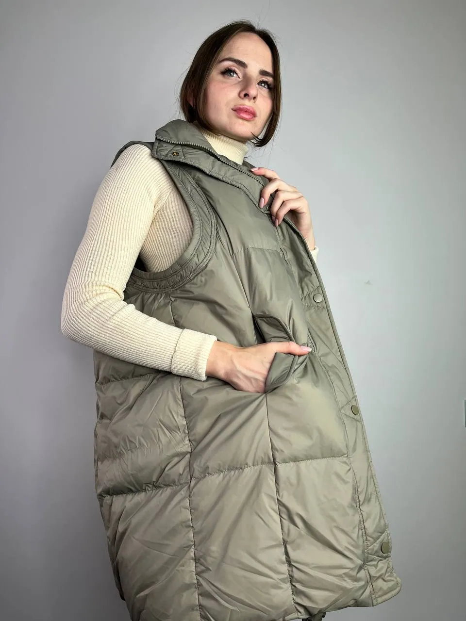 Olive Vest with hood