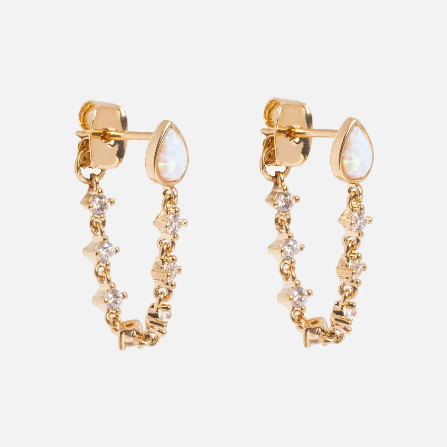 Opal Glitzy Chain Earrings