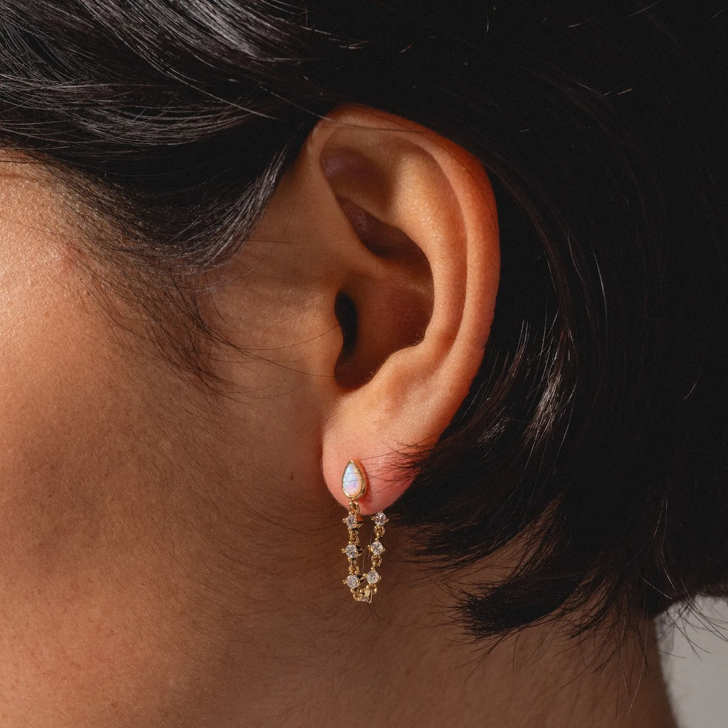 Opal Glitzy Chain Earrings