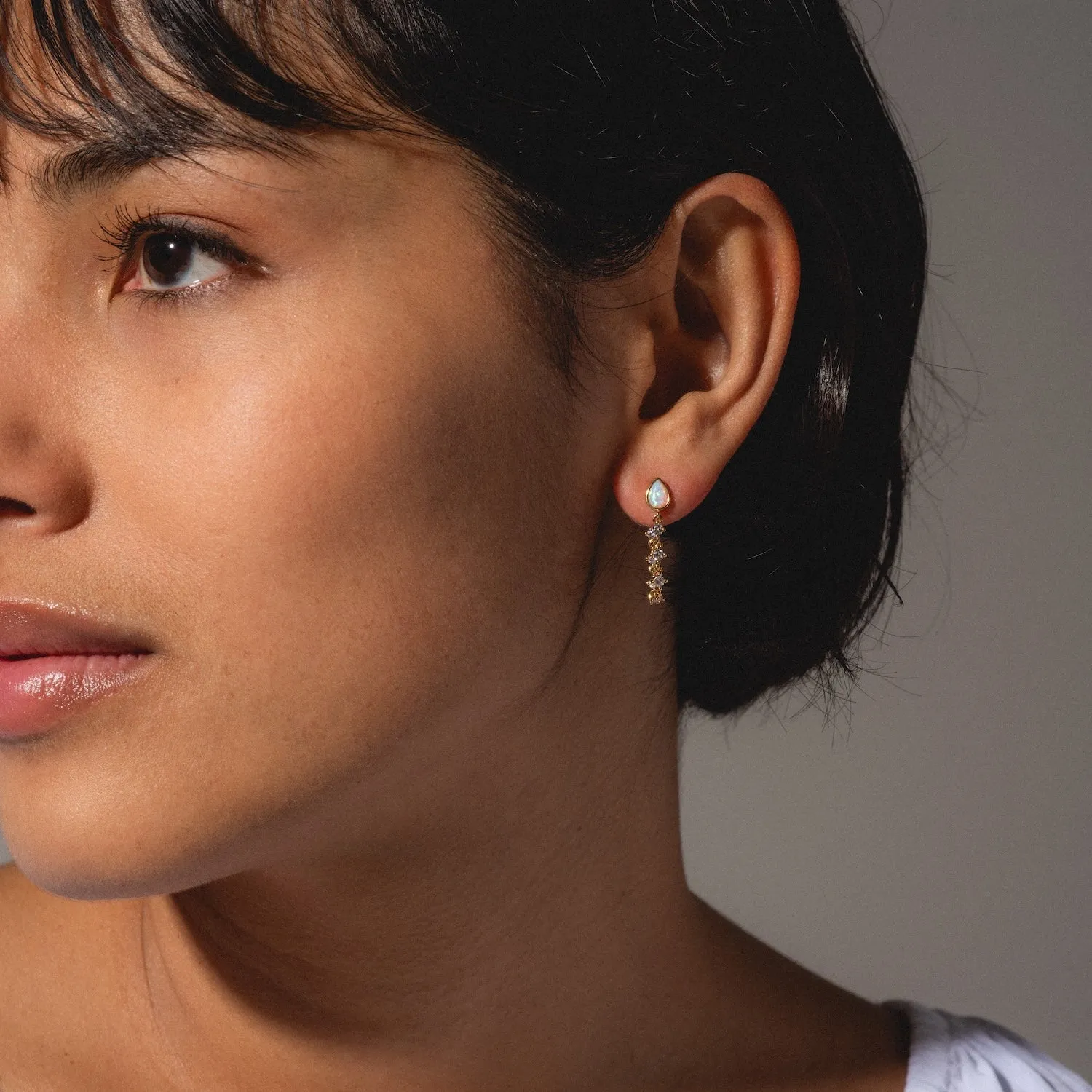 Opal Glitzy Chain Earrings