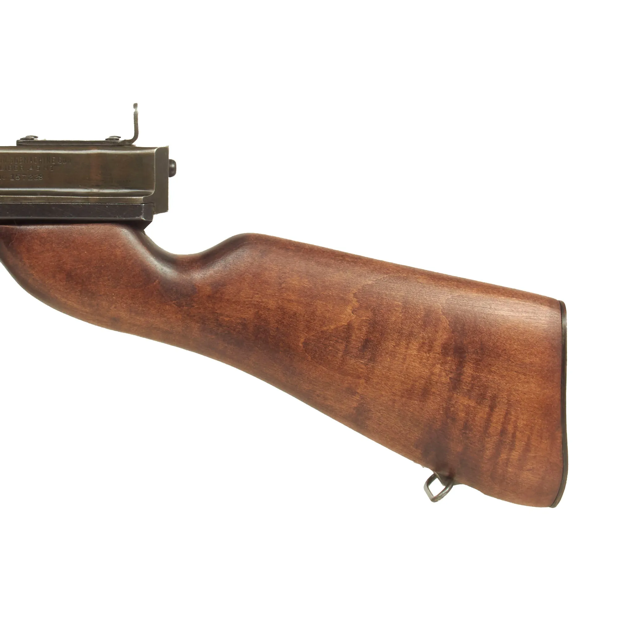 Original U.S. WWII Thompson M1 Display Submachine Gun by Auto-Ordnance Serial 157229 - Original WWII Parts with Replica Buttstock Wood