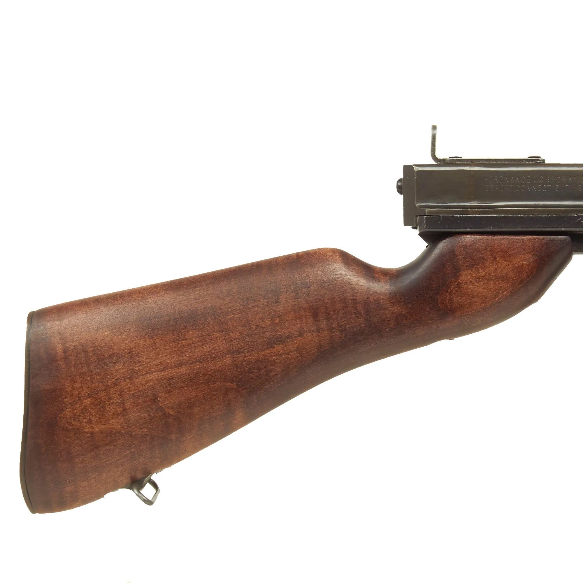 Original U.S. WWII Thompson M1 Display Submachine Gun by Auto-Ordnance Serial 157229 - Original WWII Parts with Replica Buttstock Wood