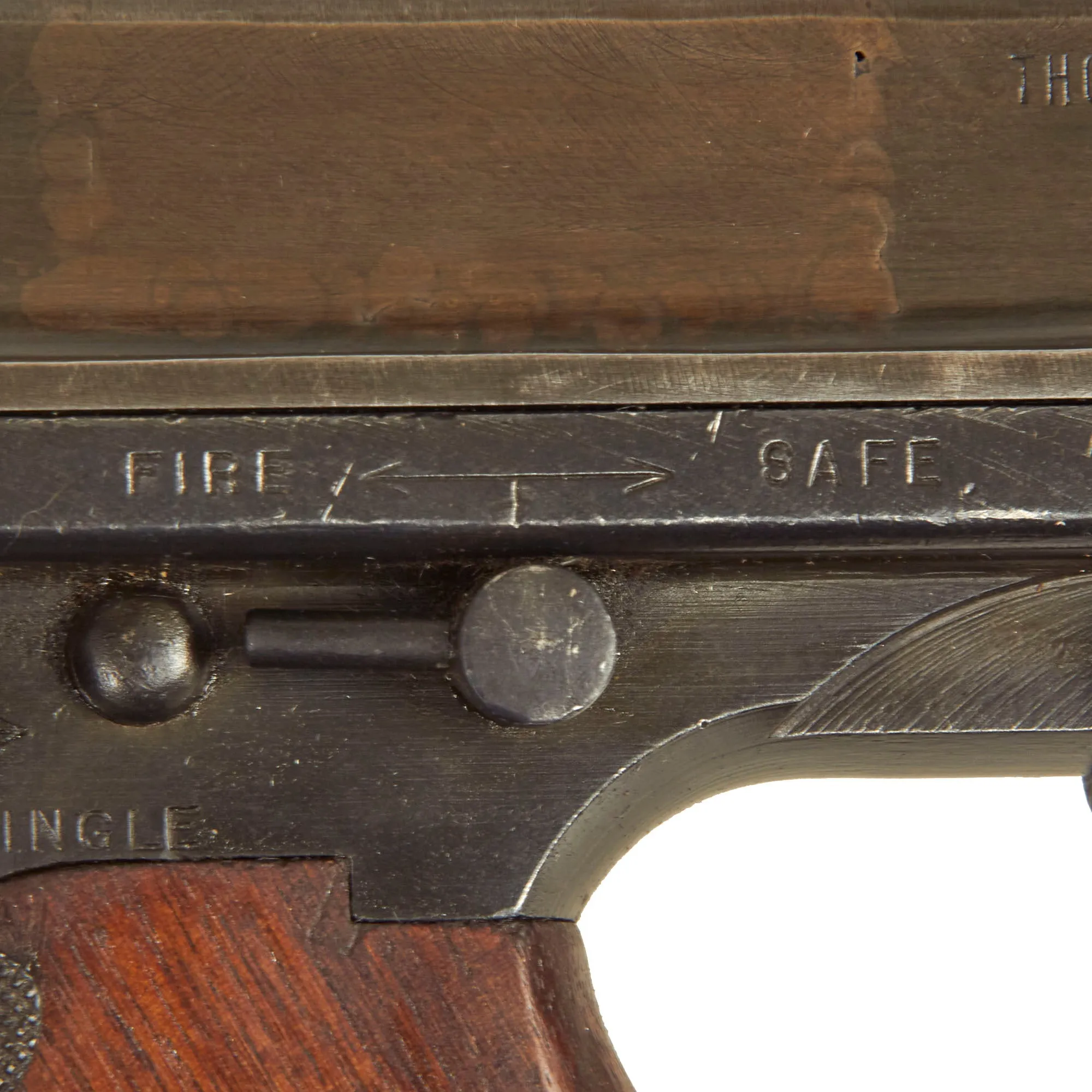 Original U.S. WWII Thompson M1 Display Submachine Gun by Auto-Ordnance Serial 157229 - Original WWII Parts with Replica Buttstock Wood