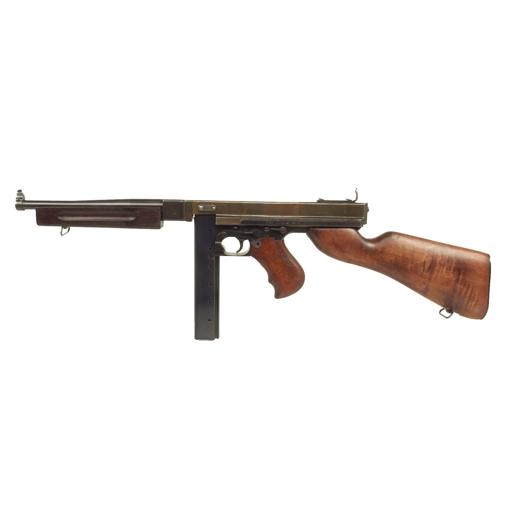Original U.S. WWII Thompson M1 Display Submachine Gun by Auto-Ordnance Serial 157229 - Original WWII Parts with Replica Buttstock Wood