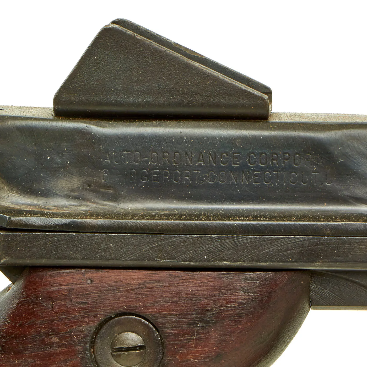 Original U.S. WWII Thompson M1 Display Submachine Gun Serial 184349 with Sling & Magazine - Original WWII Parts