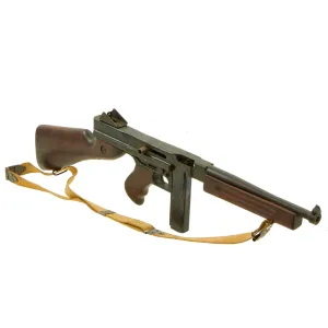 Original U.S. WWII Thompson M1 Display Submachine Gun Serial 184349 with Sling & Magazine - Original WWII Parts