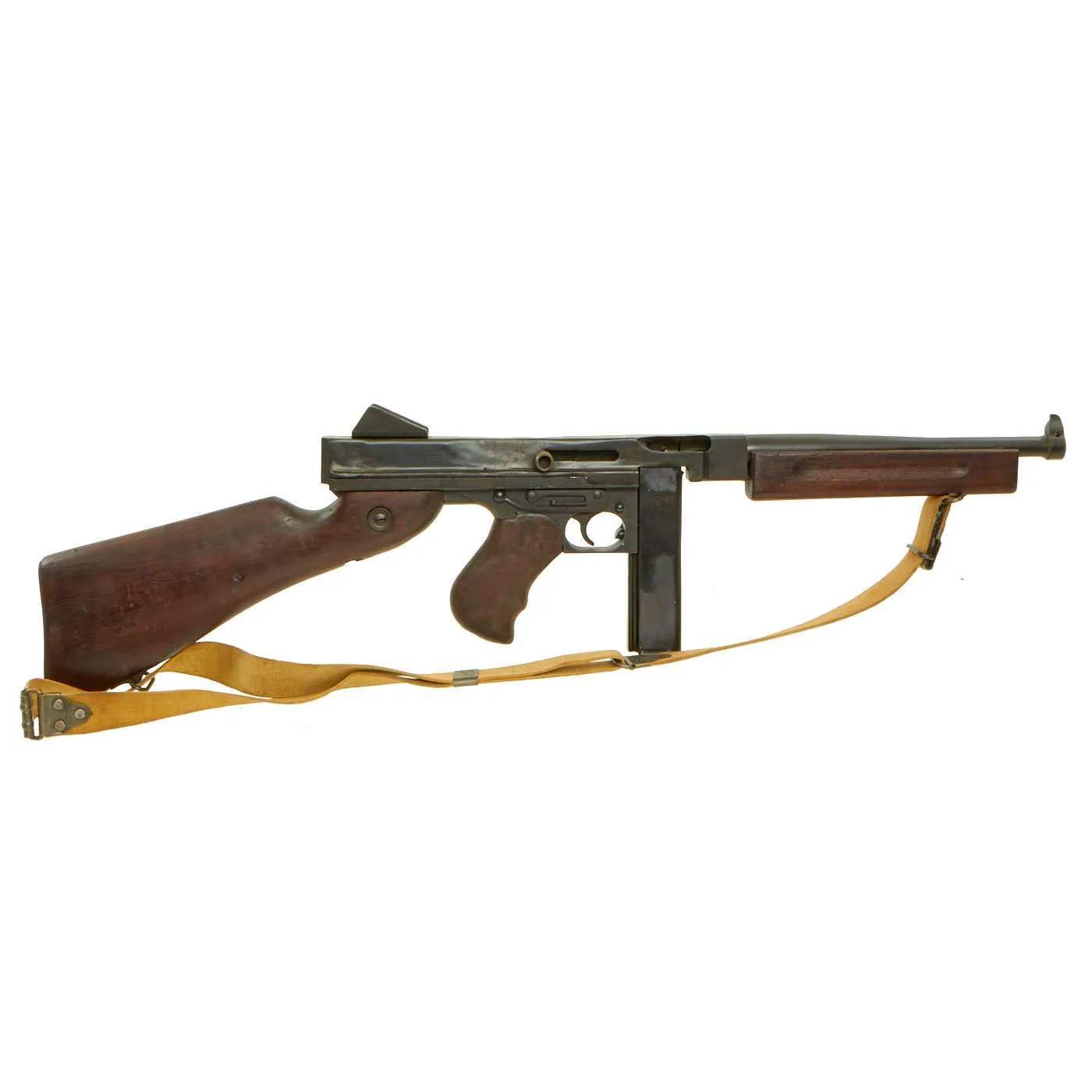Original U.S. WWII Thompson M1 Display Submachine Gun Serial 184349 with Sling & Magazine - Original WWII Parts
