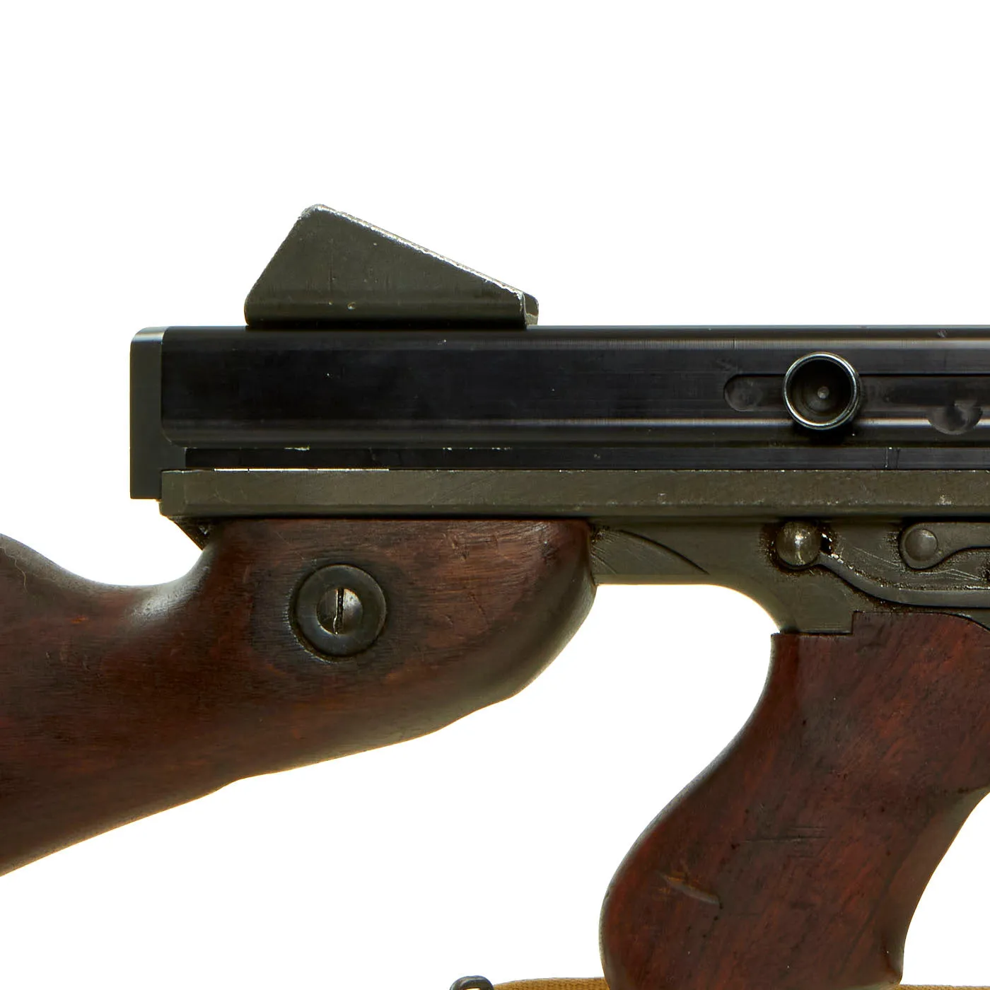 Original U.S. WWII Thompson M1A1 Display Submachine Gun with Aluminum Receiver, Nobuckl Sling & Magazine - Serial 328879