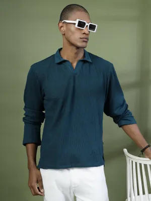 Oversized Waffle Cotton Polo T-Shirt