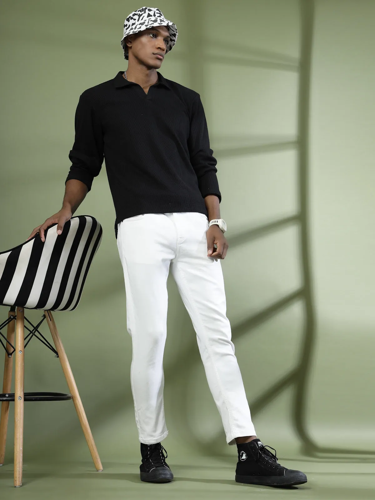 Oversized Waffle Cotton Polo T-Shirt