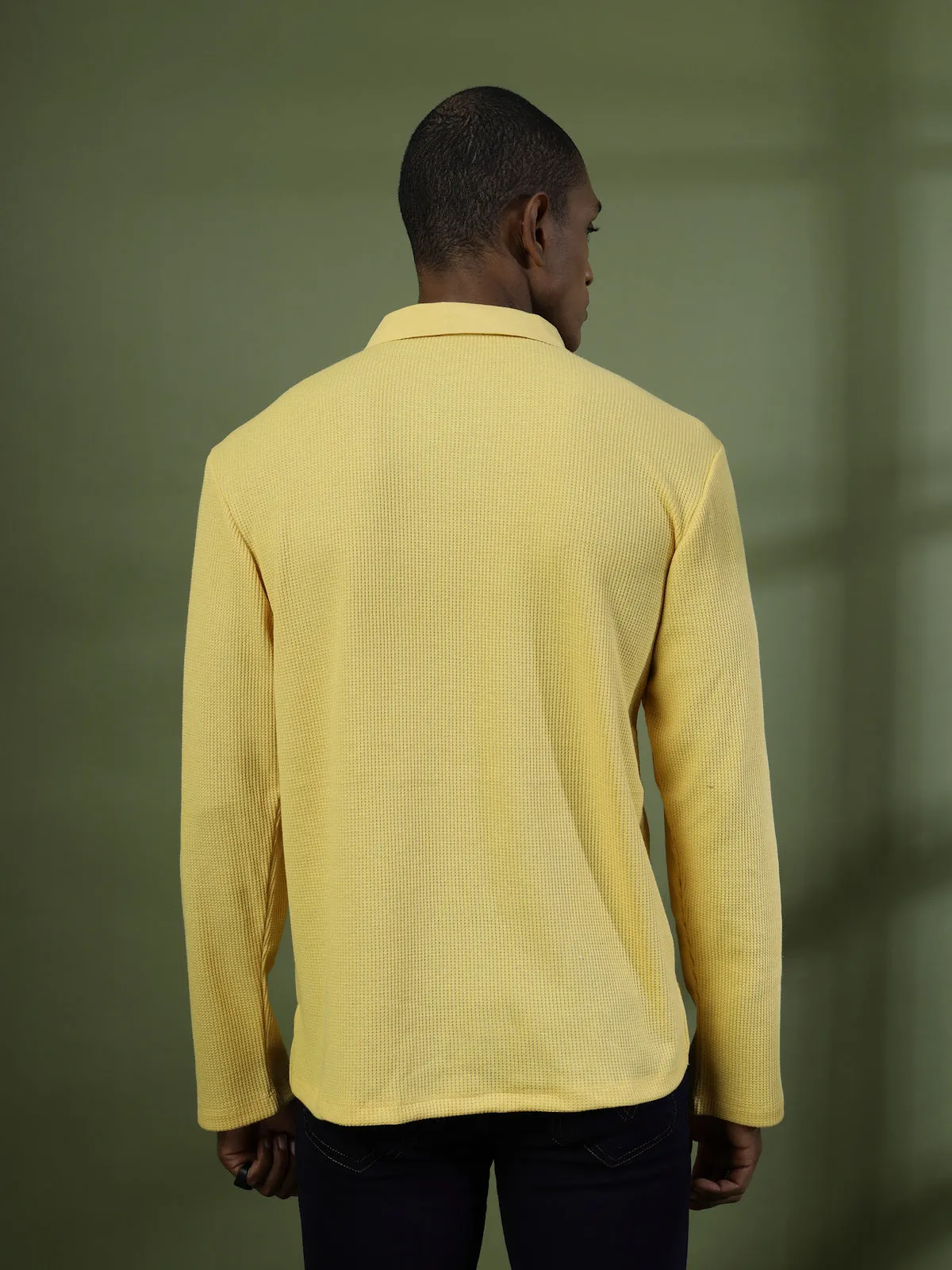 Oversized Waffle Cotton Polo T-Shirt