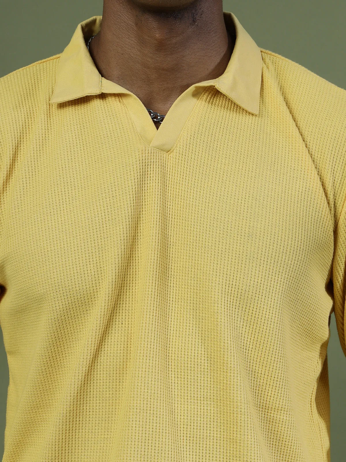 Oversized Waffle Cotton Polo T-Shirt
