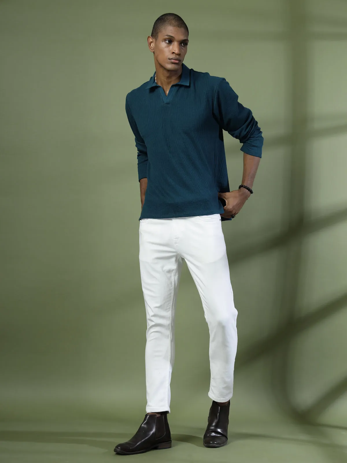 Oversized Waffle Cotton Polo T-Shirt