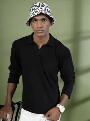 Oversized Waffle Cotton Polo T-Shirt