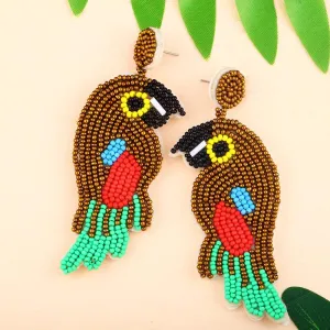 Parrot Beaded Creative Colorful Dangle Earrings For Women's