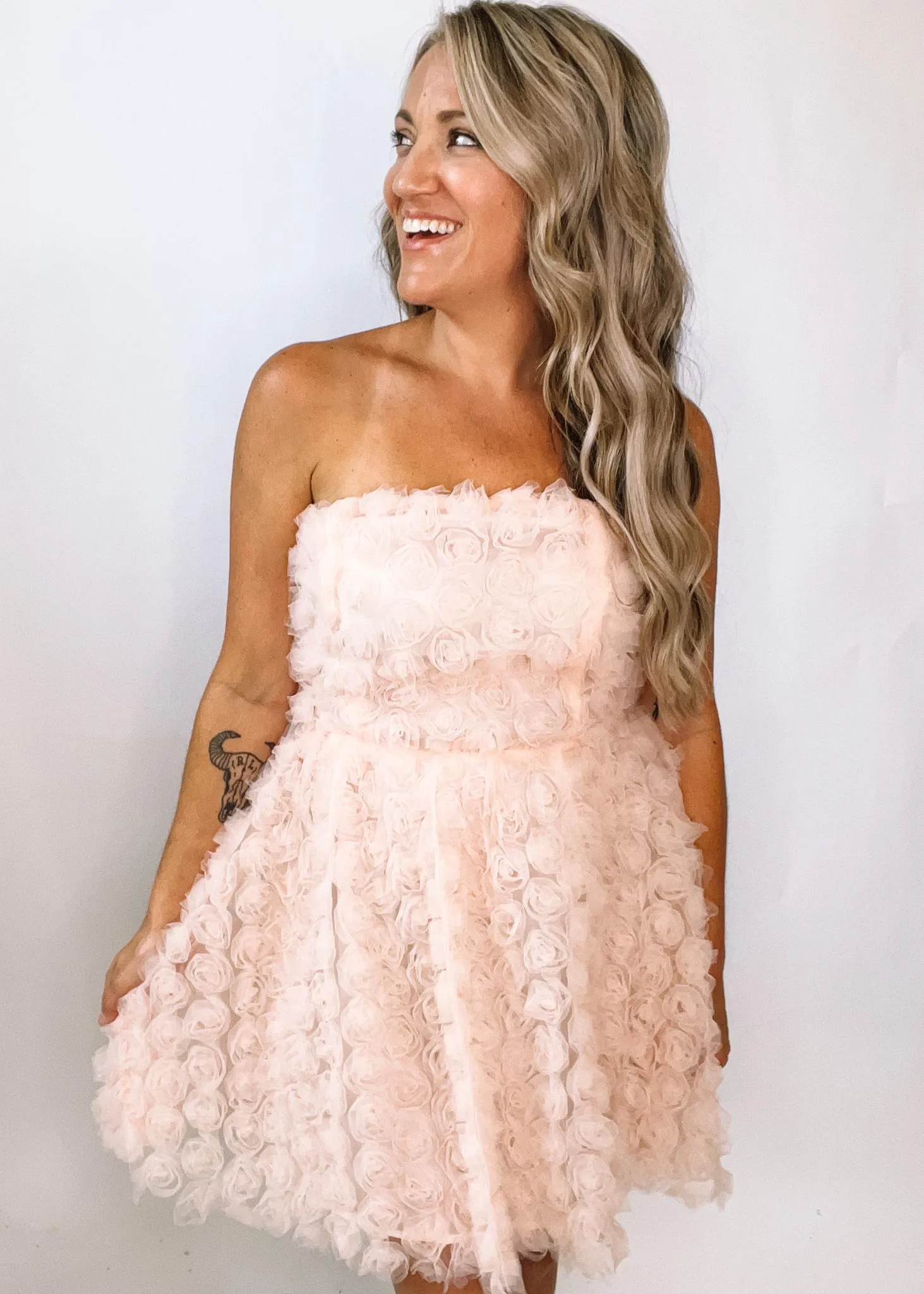 Peace Rose Strapless Mini Dress