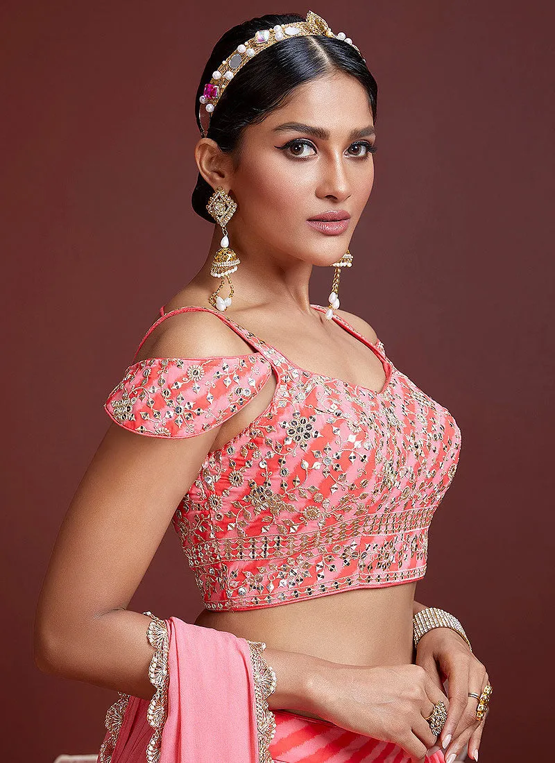 Peach and Gold Stylish Lehenga Choli