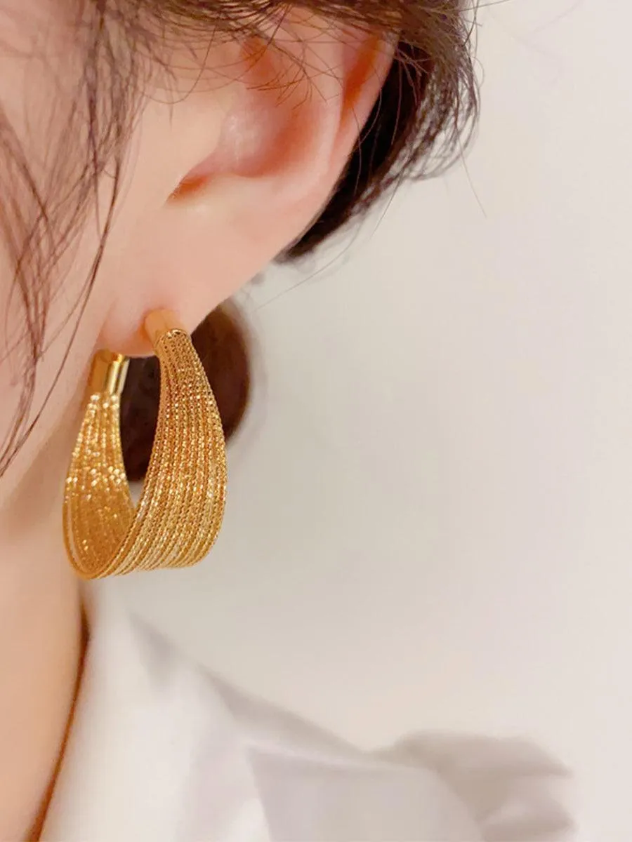 Personalized Metal Geometric Large Earrings MSE20007