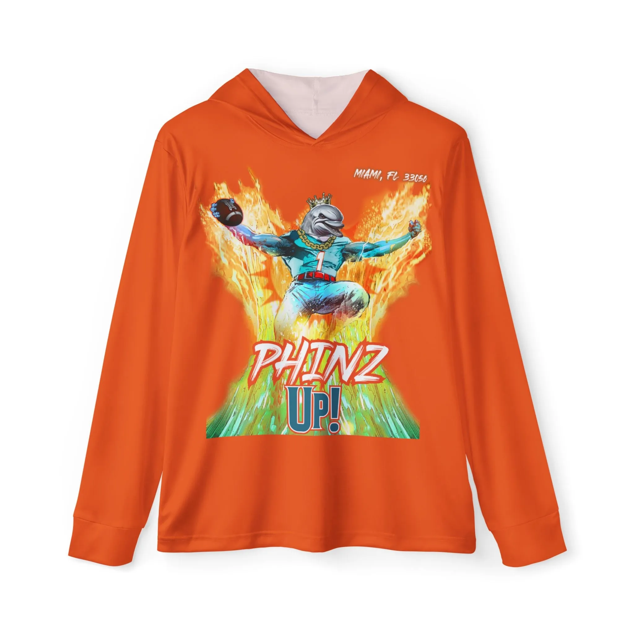 Phinz Up (V2 / Orange) Men's Sports Warmup Hoodie (AOP)