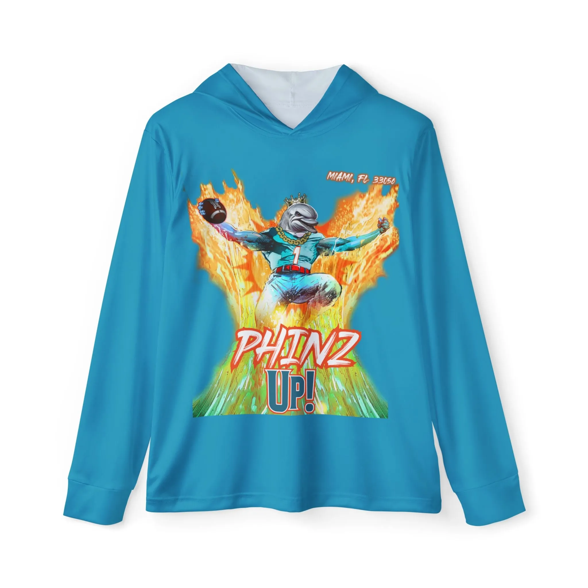 Phinz Up (V2 / Turq) Men's Sports Warmup Hoodie (AOP)