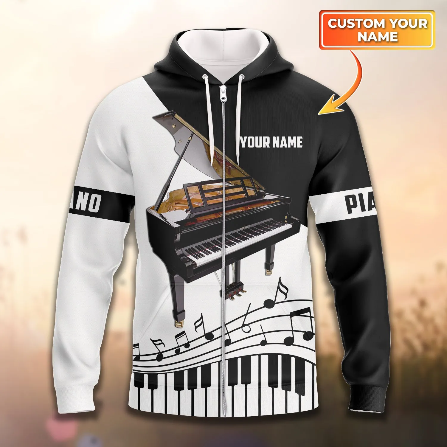Piano - Personalized Name 3D Hoodie, Zipper Hoodie - 946