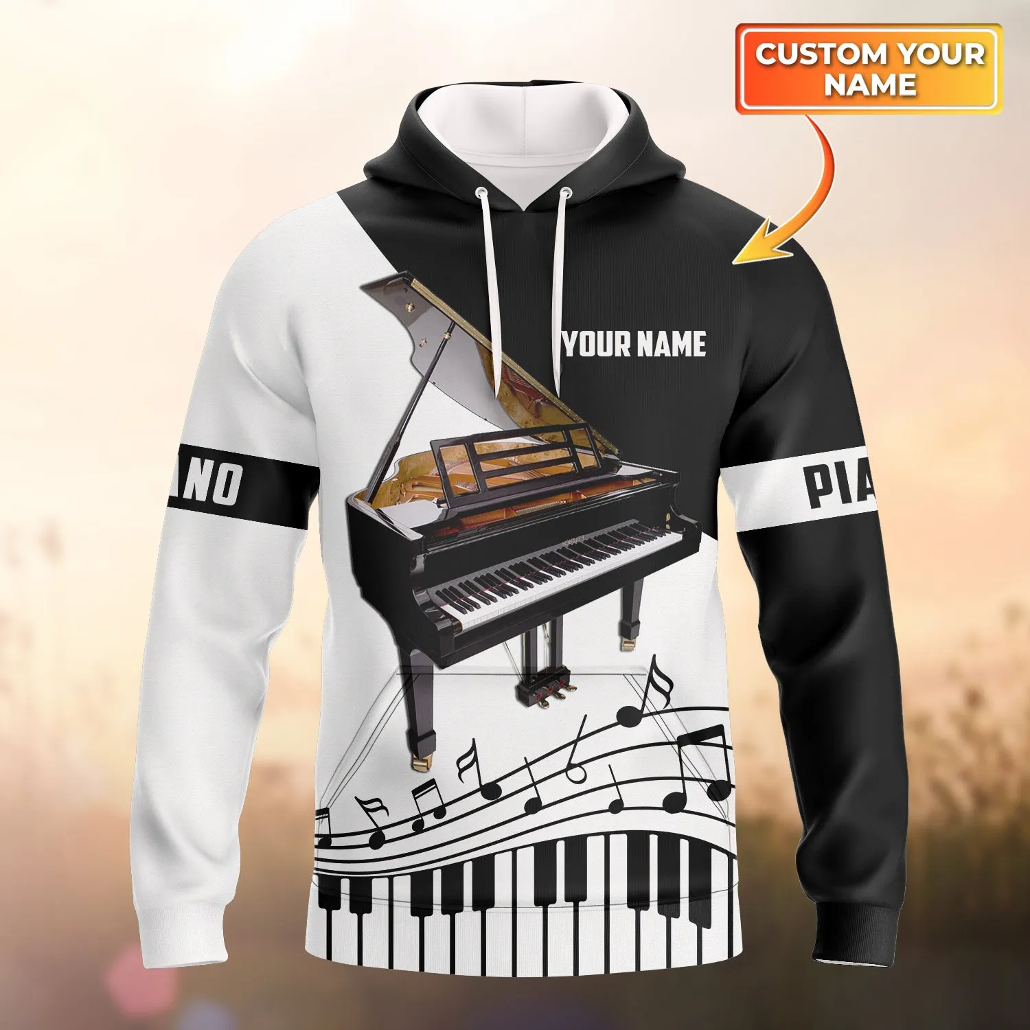 Piano - Personalized Name 3D Hoodie, Zipper Hoodie - 946