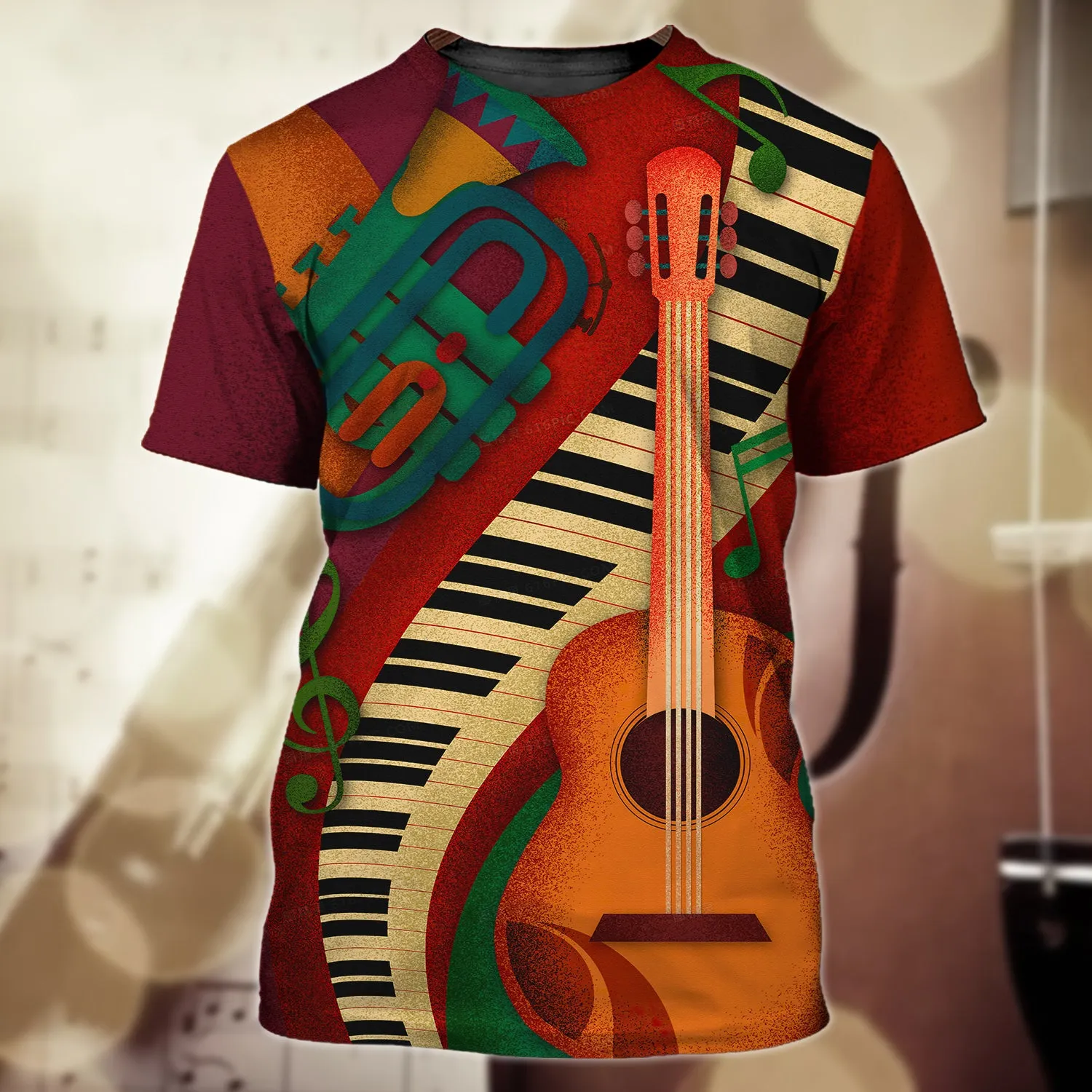 Piano - Red - 3D Full Print - 348