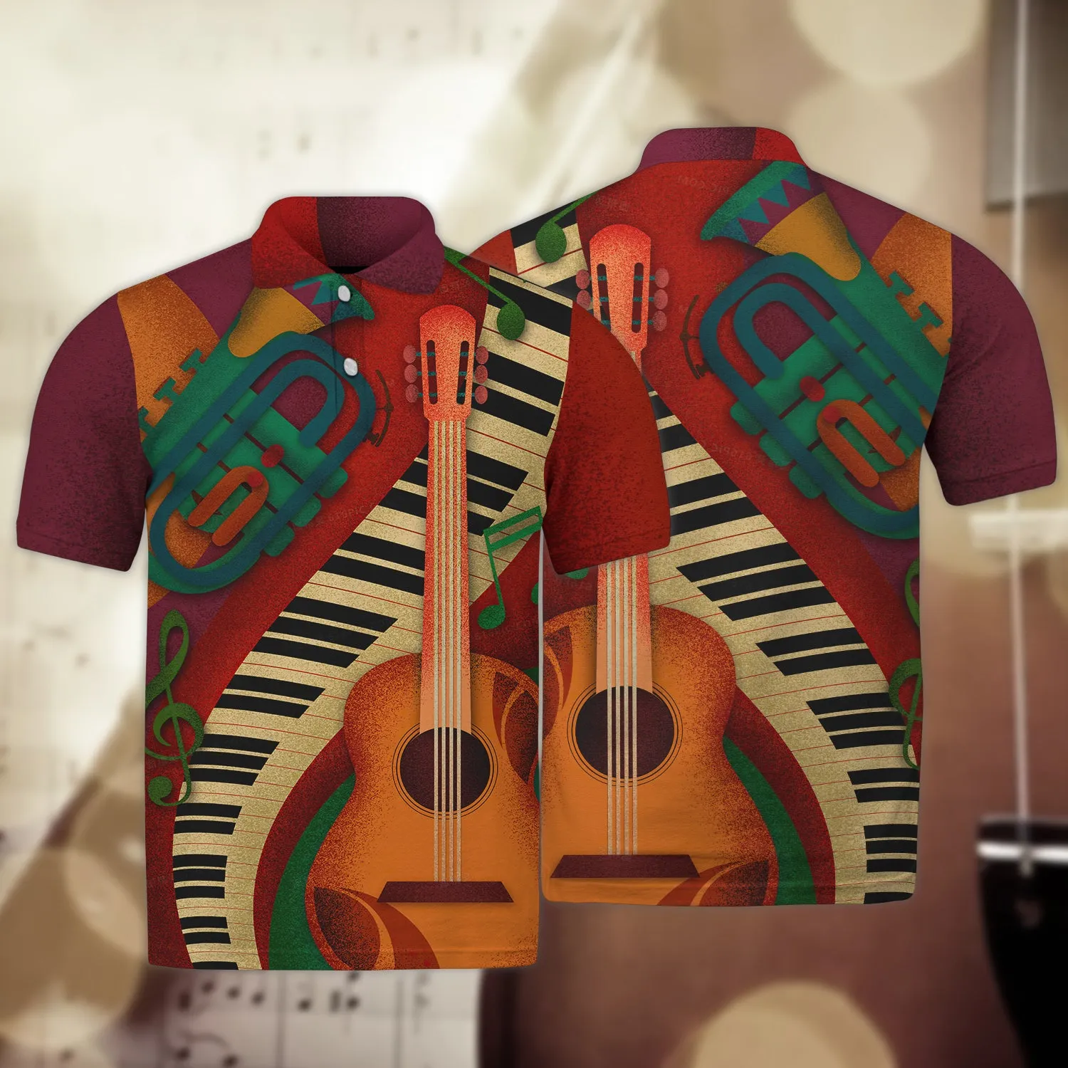 Piano - Red - 3D Full Print - 348