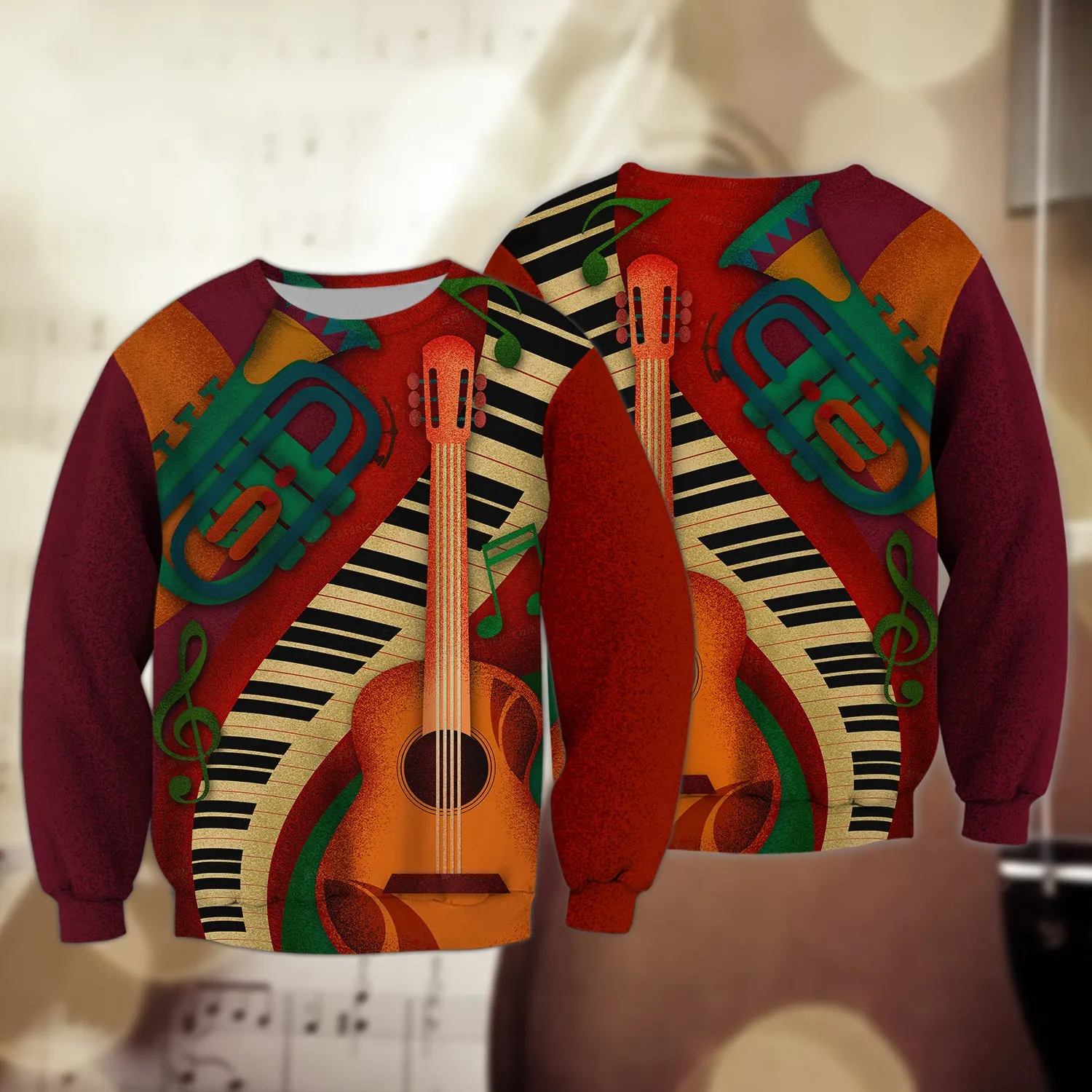 Piano - Red - 3D Full Print - 348