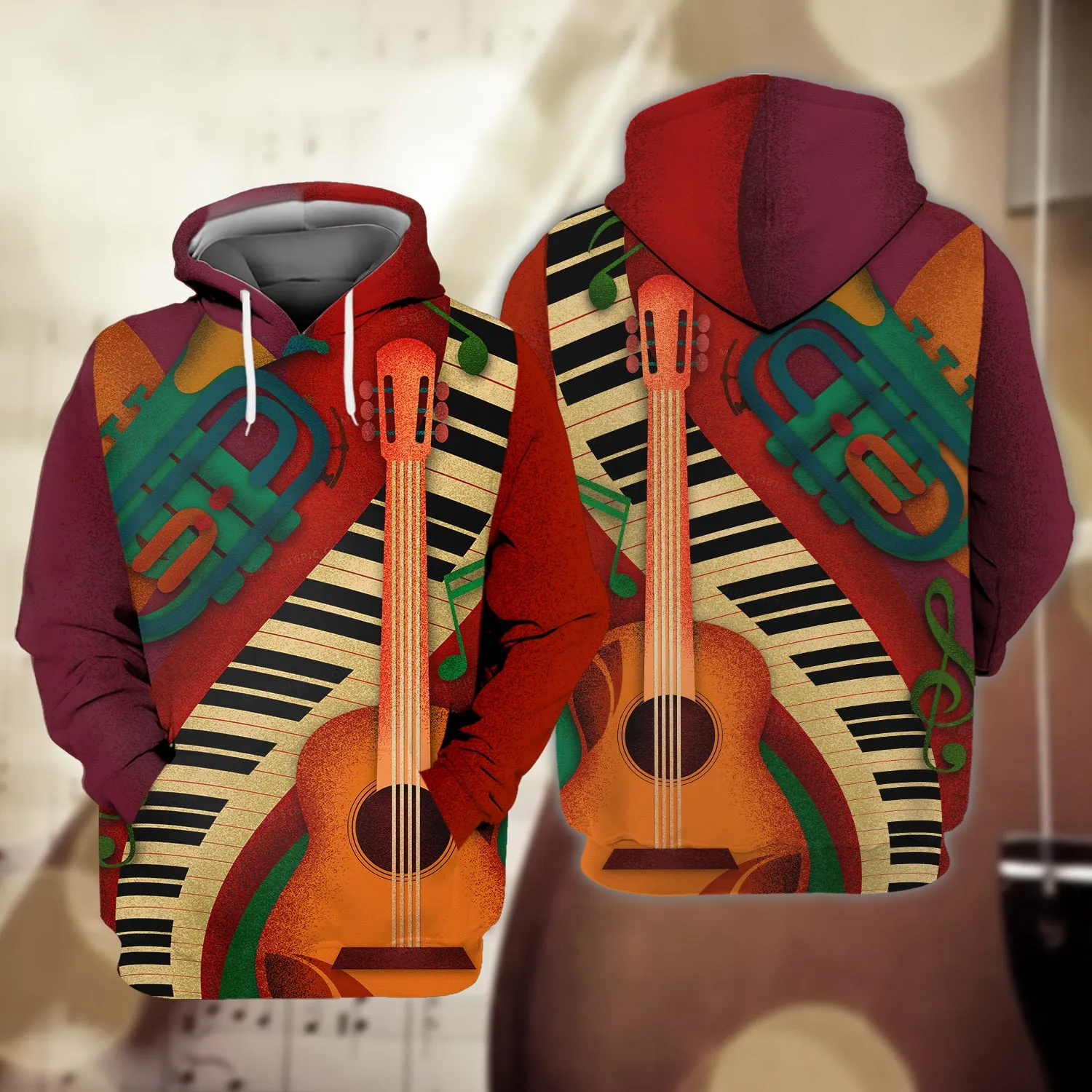 Piano - Red - 3D Full Print - 348